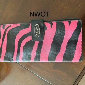 Pink and Black Zebra Print scissor and comb holder.